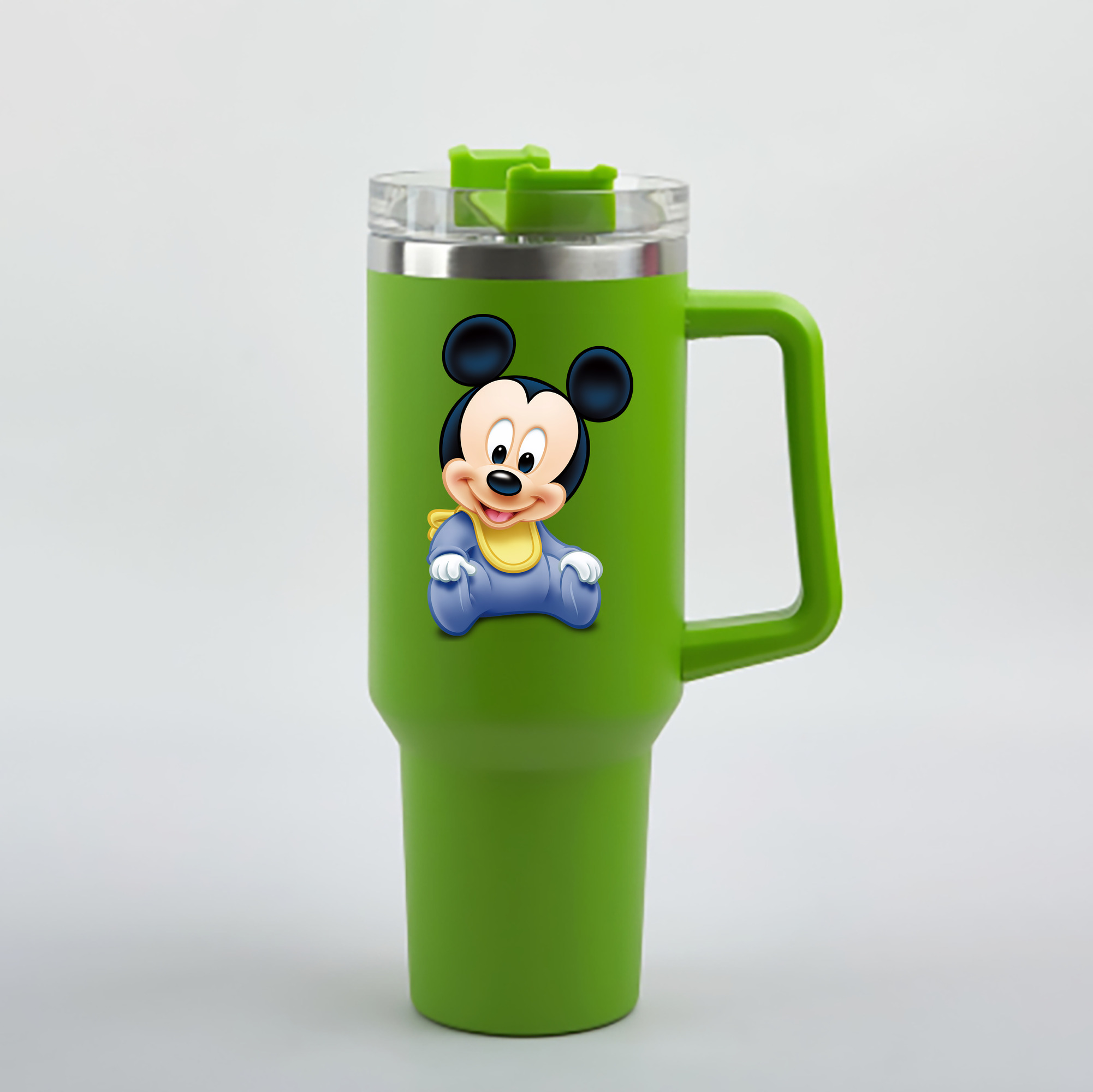 （画像用） ミッキーマウス Mickey Mouse 1200mL車用タンブラー - クリスタルステッカー（プラスチックストロー付き）